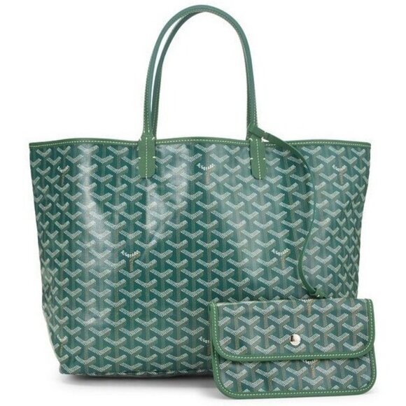 RARE Authentic Goyard Goyardine Saint Louis PM Green Shoulder Tote Bag & Pouch - Picture 2 of 13